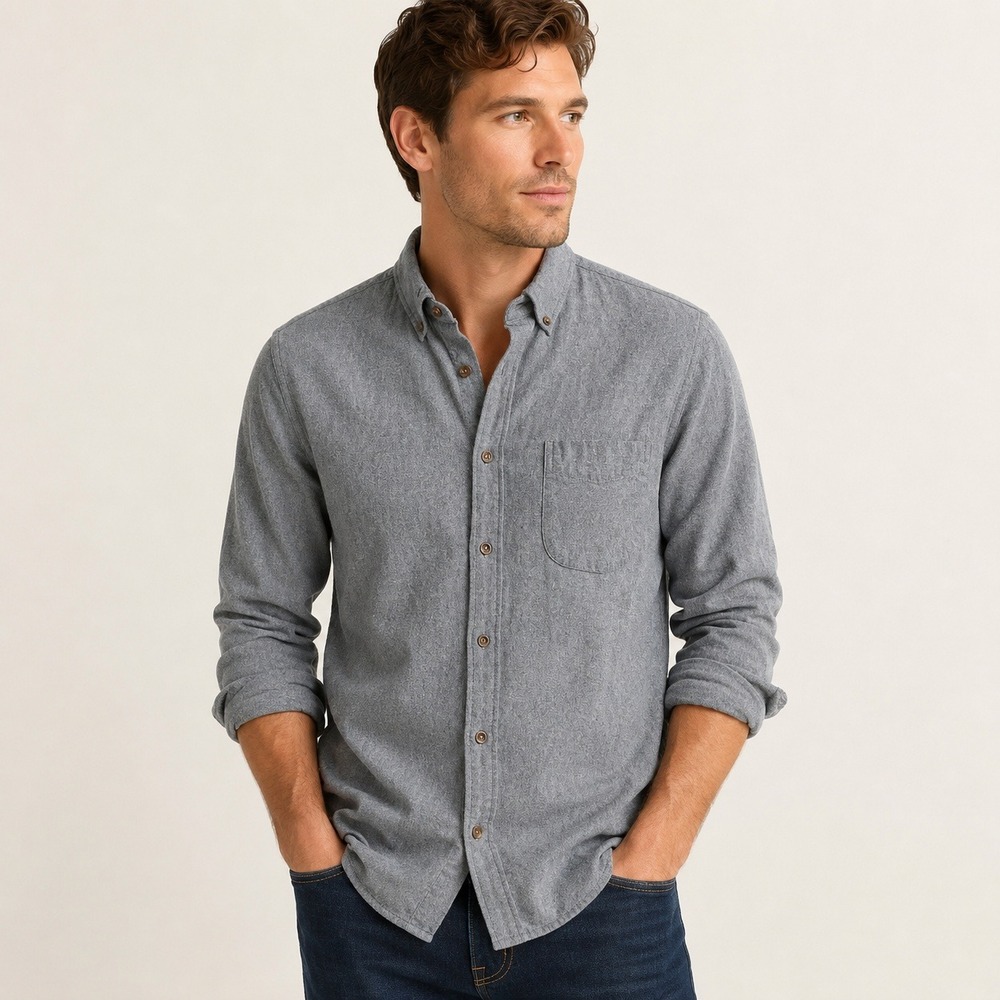 quiet luxury J.Crew Brushed Twill Shirt Mens L Slim Grey Long Sleeve Button Down